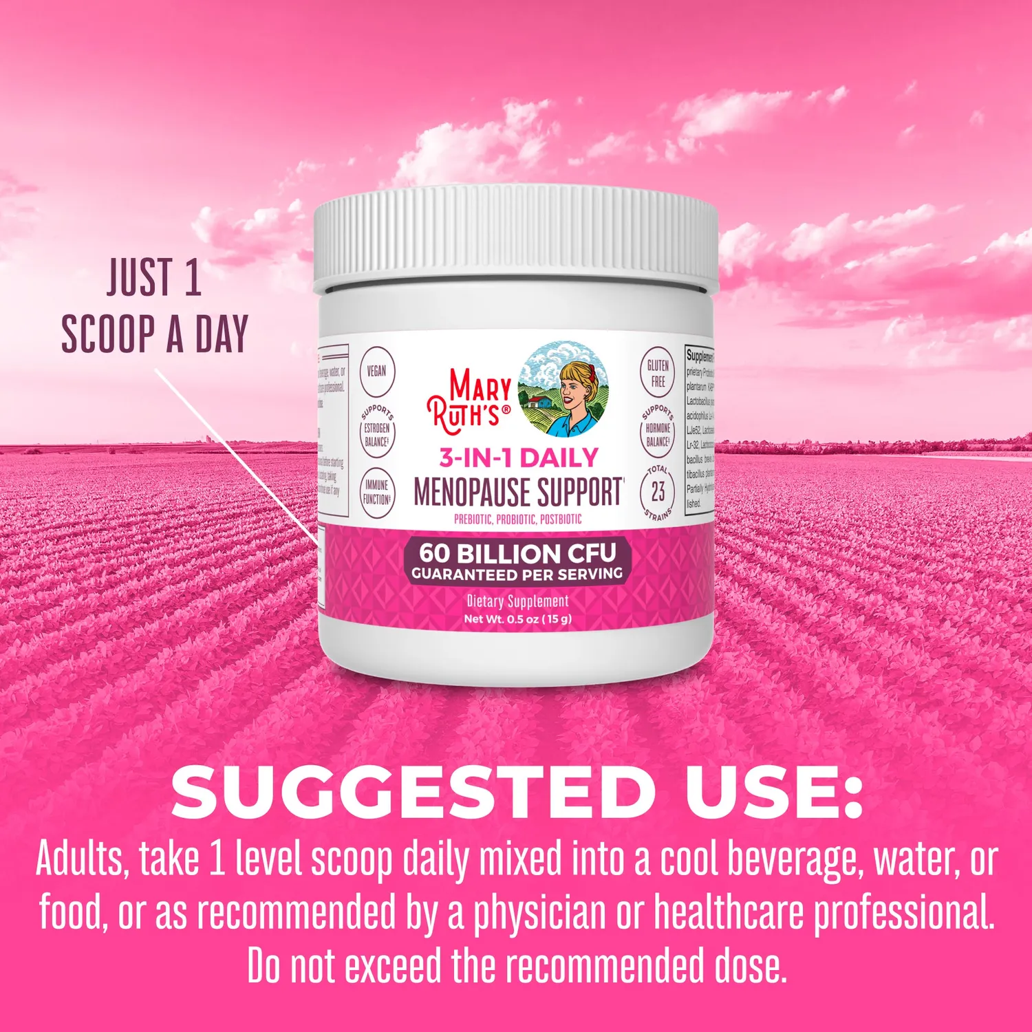 MaryRuth's 3-in-1 Menopause pulver 60 mrd CFU