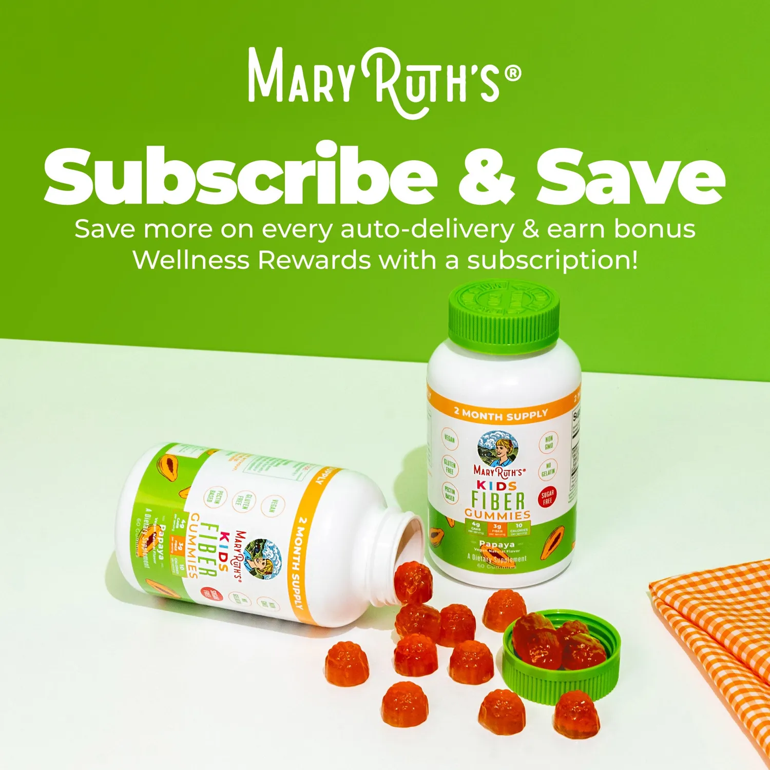 MaryRuth's Kids Fiber Gummies fibergummi papaya 60 stk sukkerfri