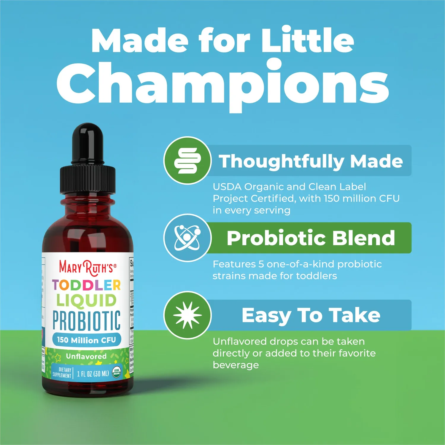 MaryRuth's Organic Toddler probiotika dråper 1–3 år
