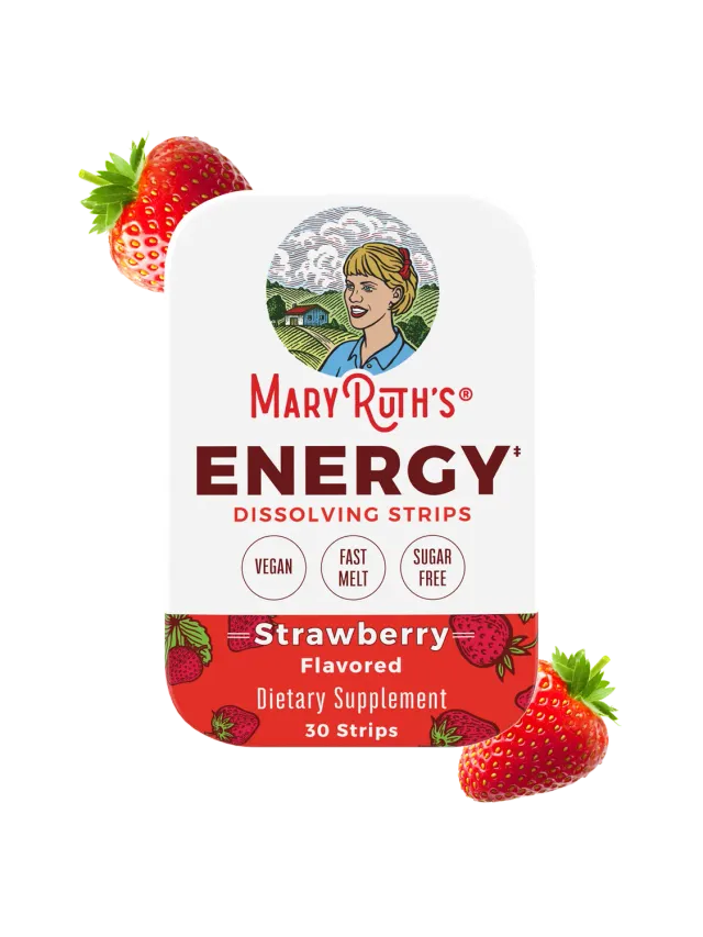 MaryRuth's Energy smeltestrips 30 stk jordbær B-vitamin