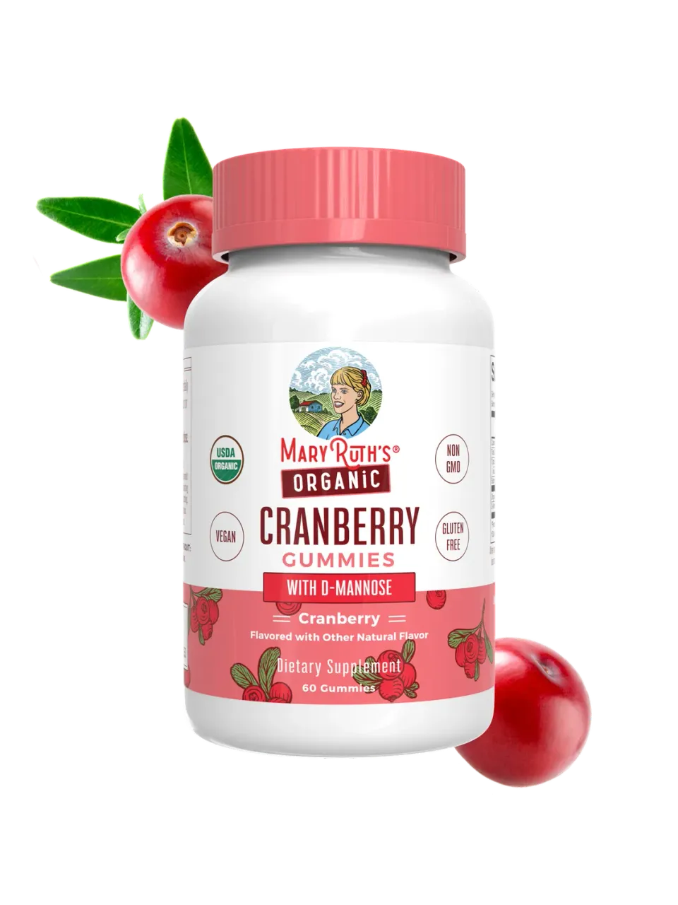 MaryRuth's Cranberry tranebær vingummi D-mannose