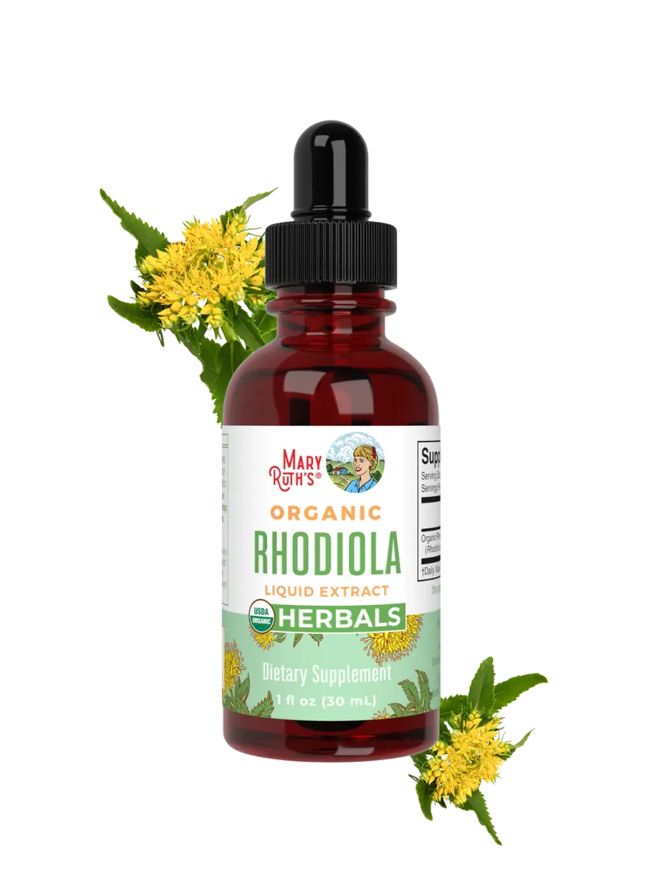 MaryRuth's Organic Rhodiola Root Liquid Extract dråper uten smak stress
