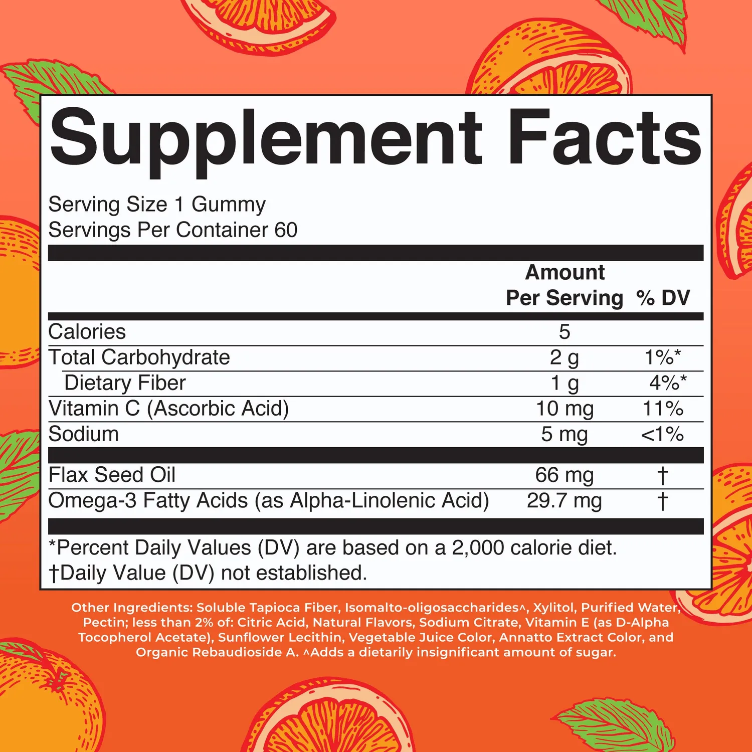 MaryRuth's Vegan Omega-3 gummies appelsin 60 stk linfrø