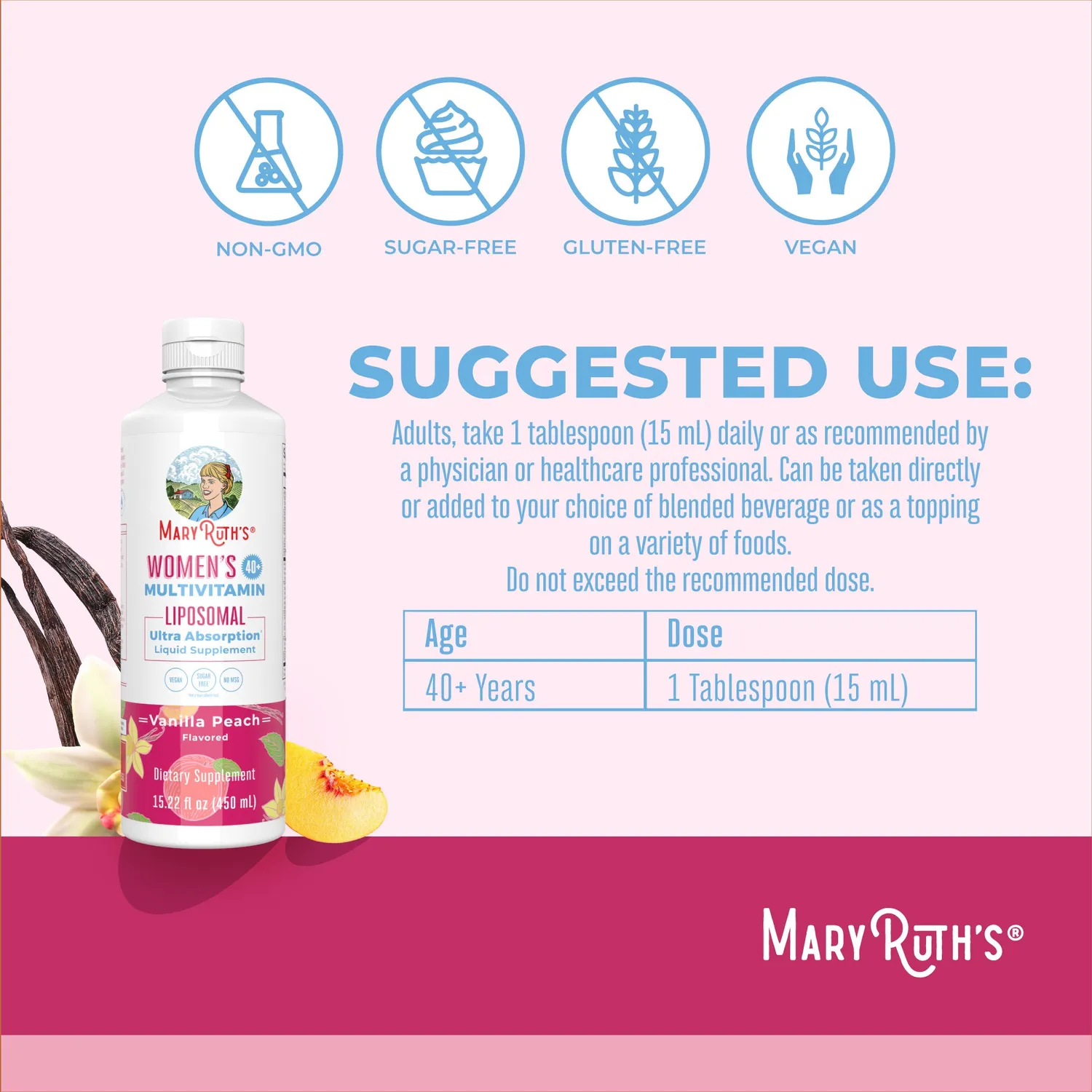 MaryRuth's Women 40+ Multivitamin liposomal 30 doser kvinner