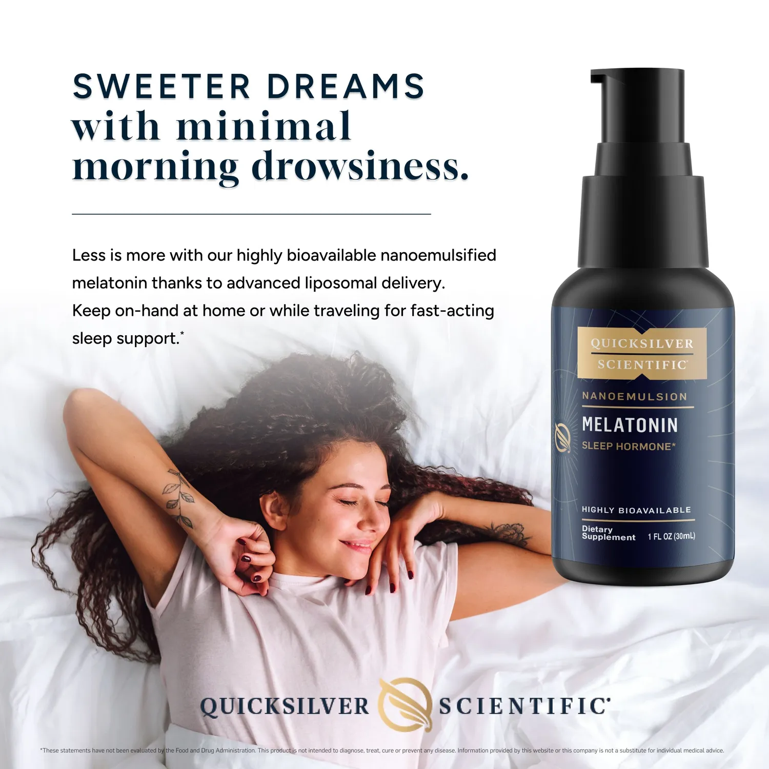 Quicksilver Melatonin flytende 1 mg 30 ml liposomal
