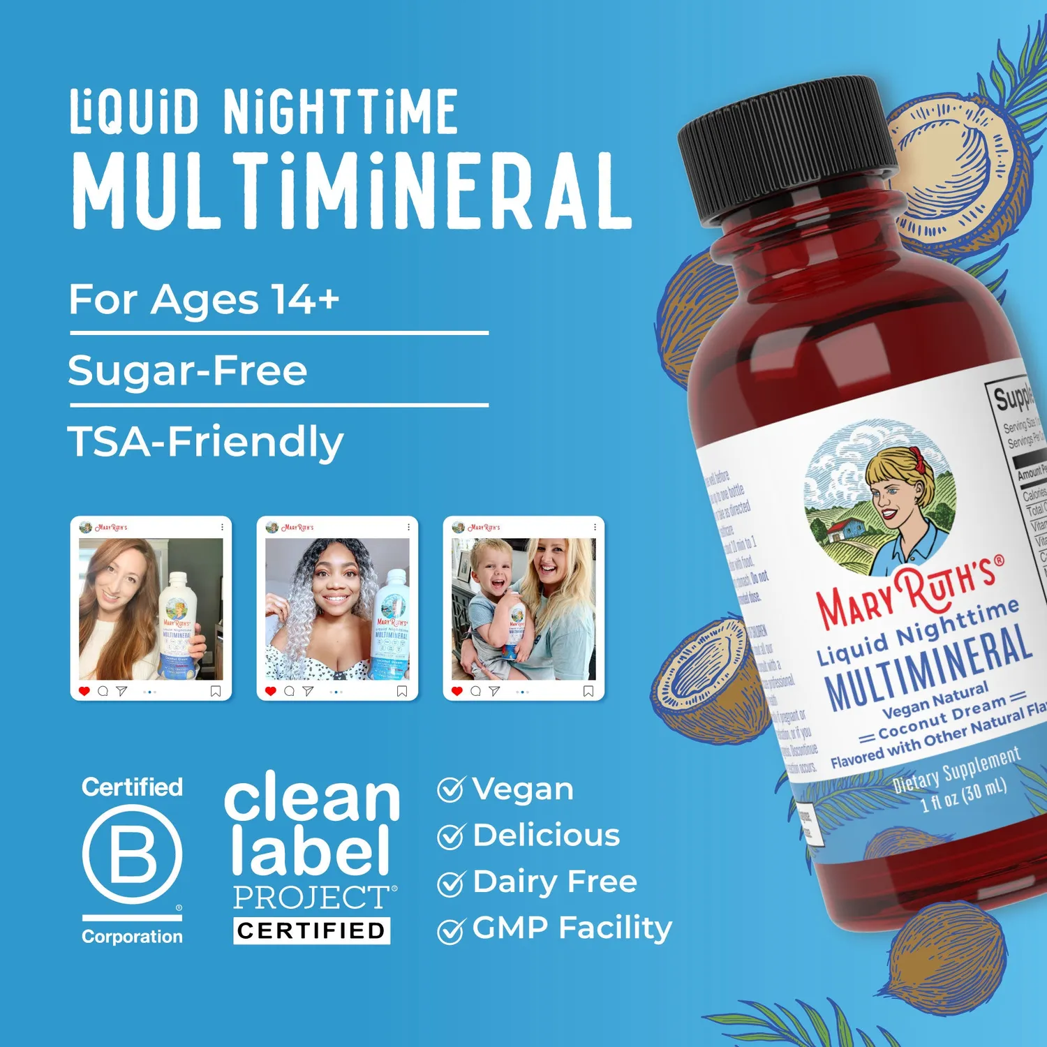MaryRuth's Nighttime Multimineral kokos 8x30 ml