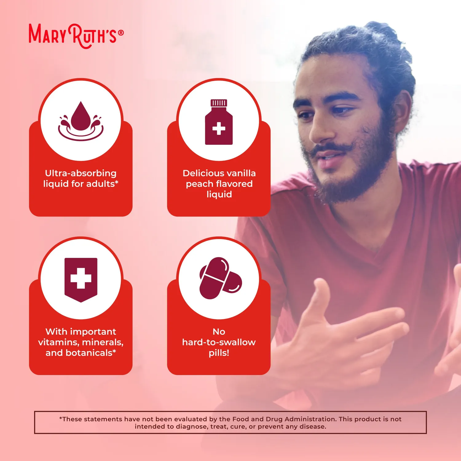 MaryRuth's Men's Multivitamin Liposomal vanilje fersken