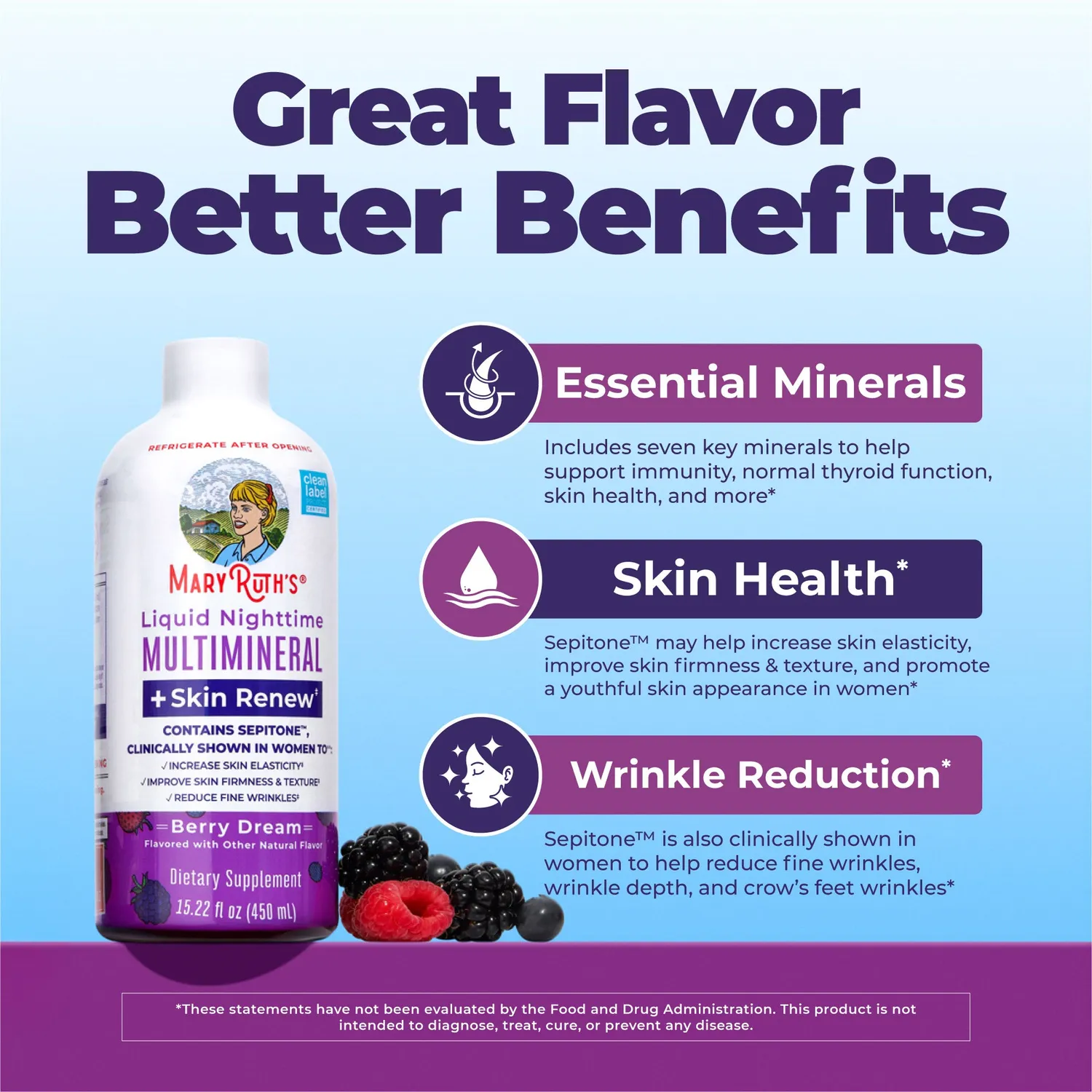 MaryRuth's Nighttime Multimineral Skin Renew flytende bær