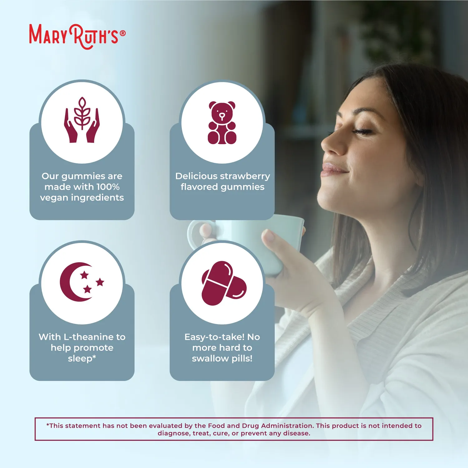 MaryRuth's Melatonin Free Sleep Gummies jordbær 60 stk