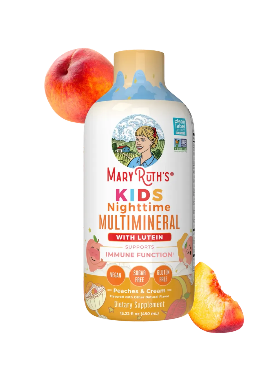 MaryRuth's Kids Nighttime Multimineral flytende fersken magnesiumfri melatonin