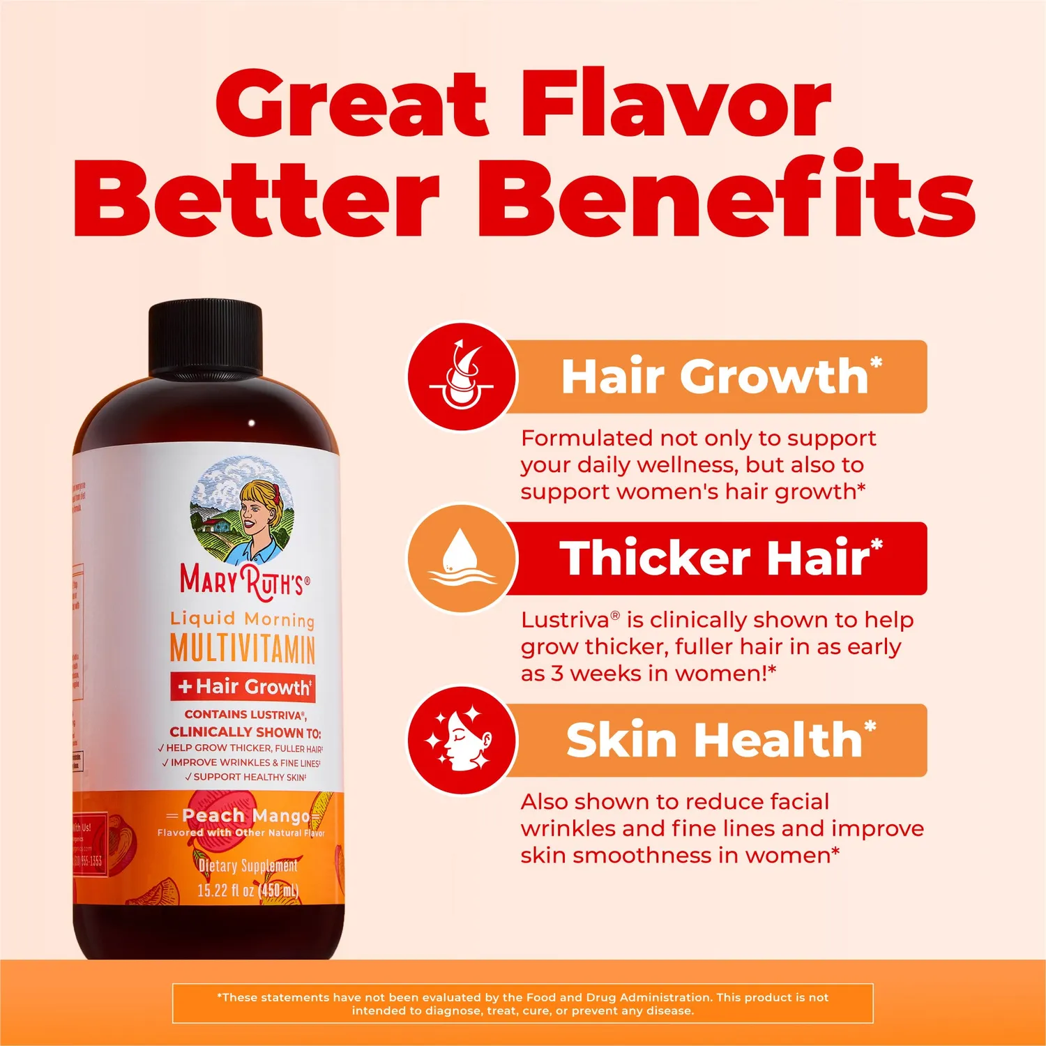 MaryRuth's Morning Multivitamin Hair Growth flytende 2-pk