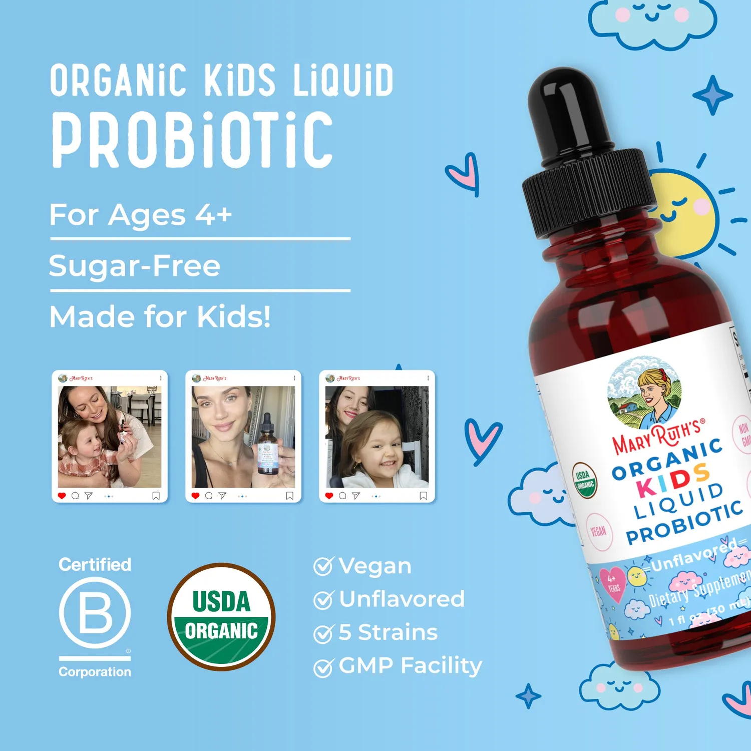 MaryRuth's Kids Probiotic probiotikadråper nøytral 2 mrd
