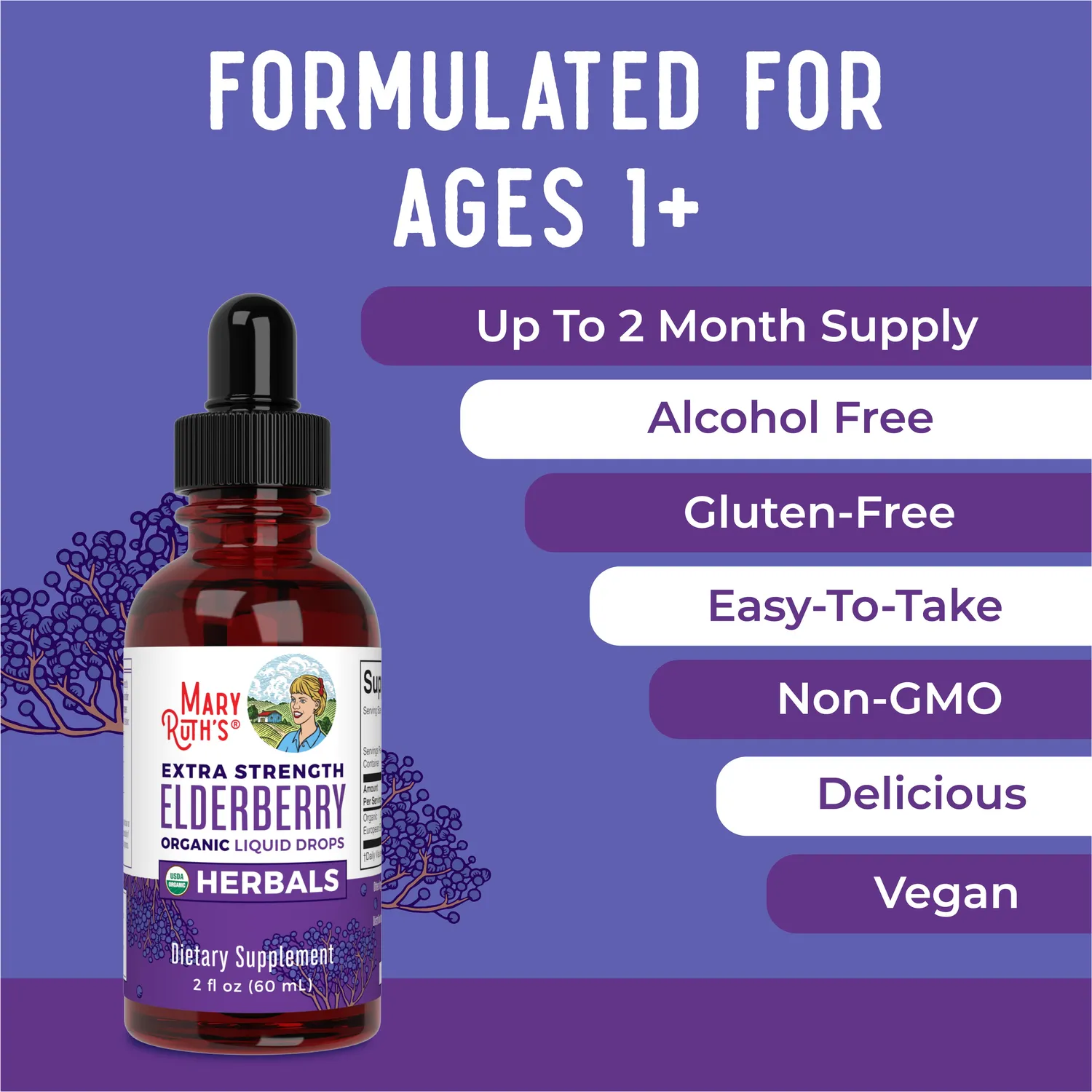 MaryRuth's Elderberry Extra Strength dråper organisk
