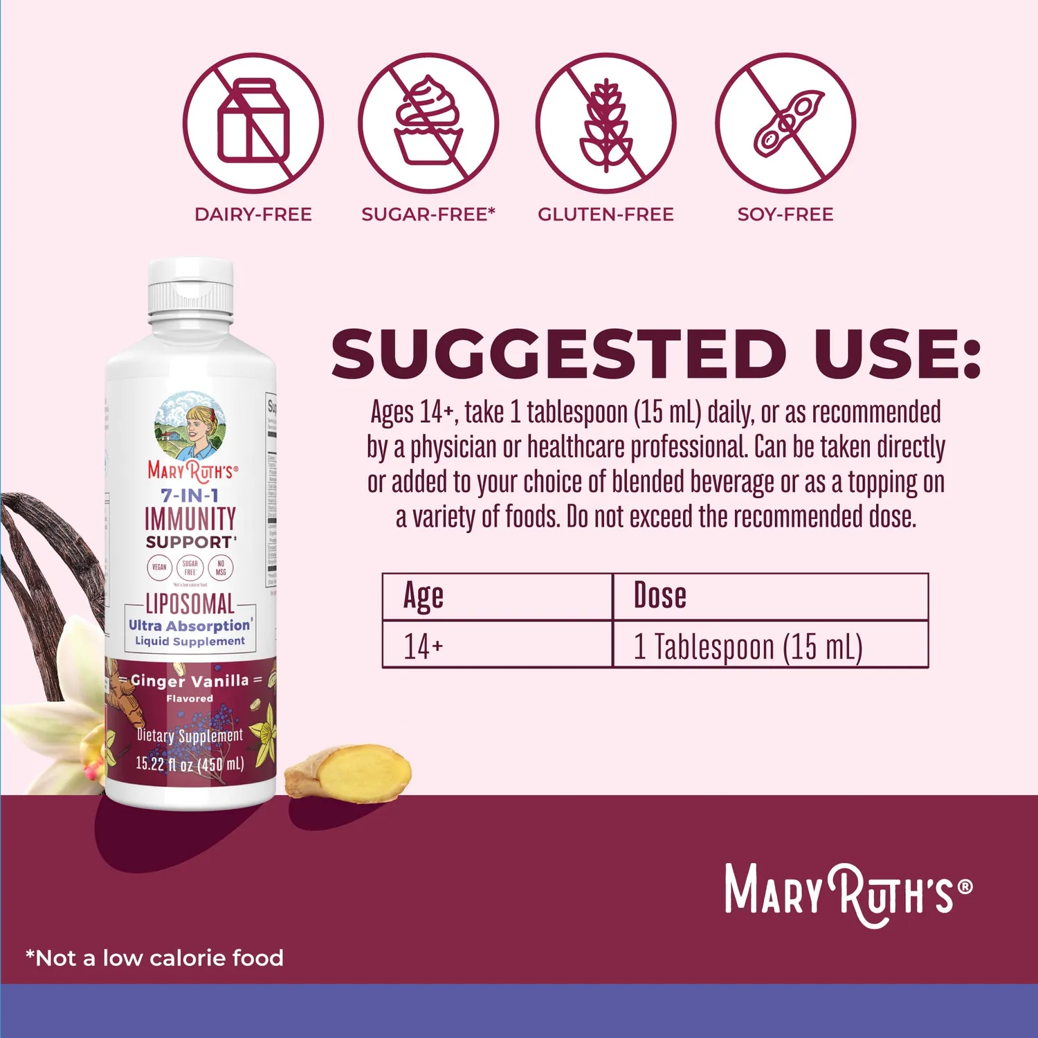 MaryRuth's 7-in-1 Immunity Support liposomal 30 doser med C-vitamin