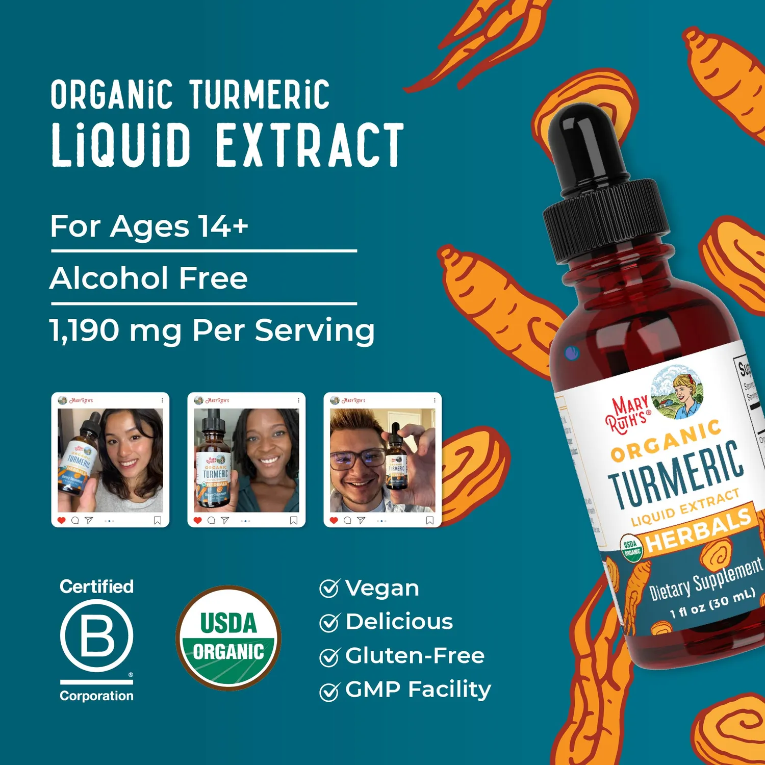 MaryRuth's Organic Turmeric dråper 1 oz