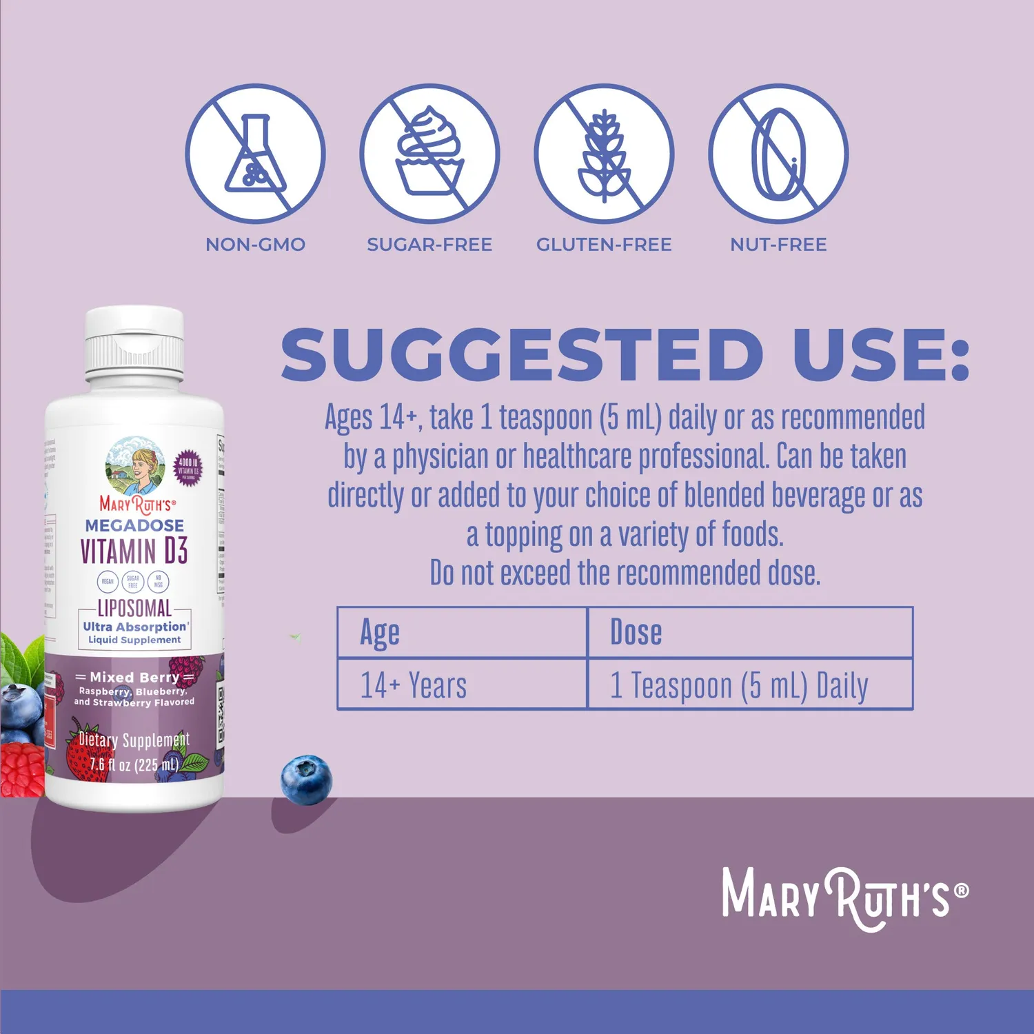 MaryRuth's Megadose D3 Liposomal vitamin D3 4000 IU