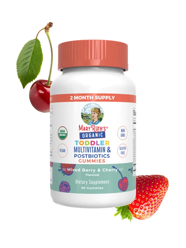MaryRuth's Organic Toddler Multivitamin + Postbiotics gummies bær