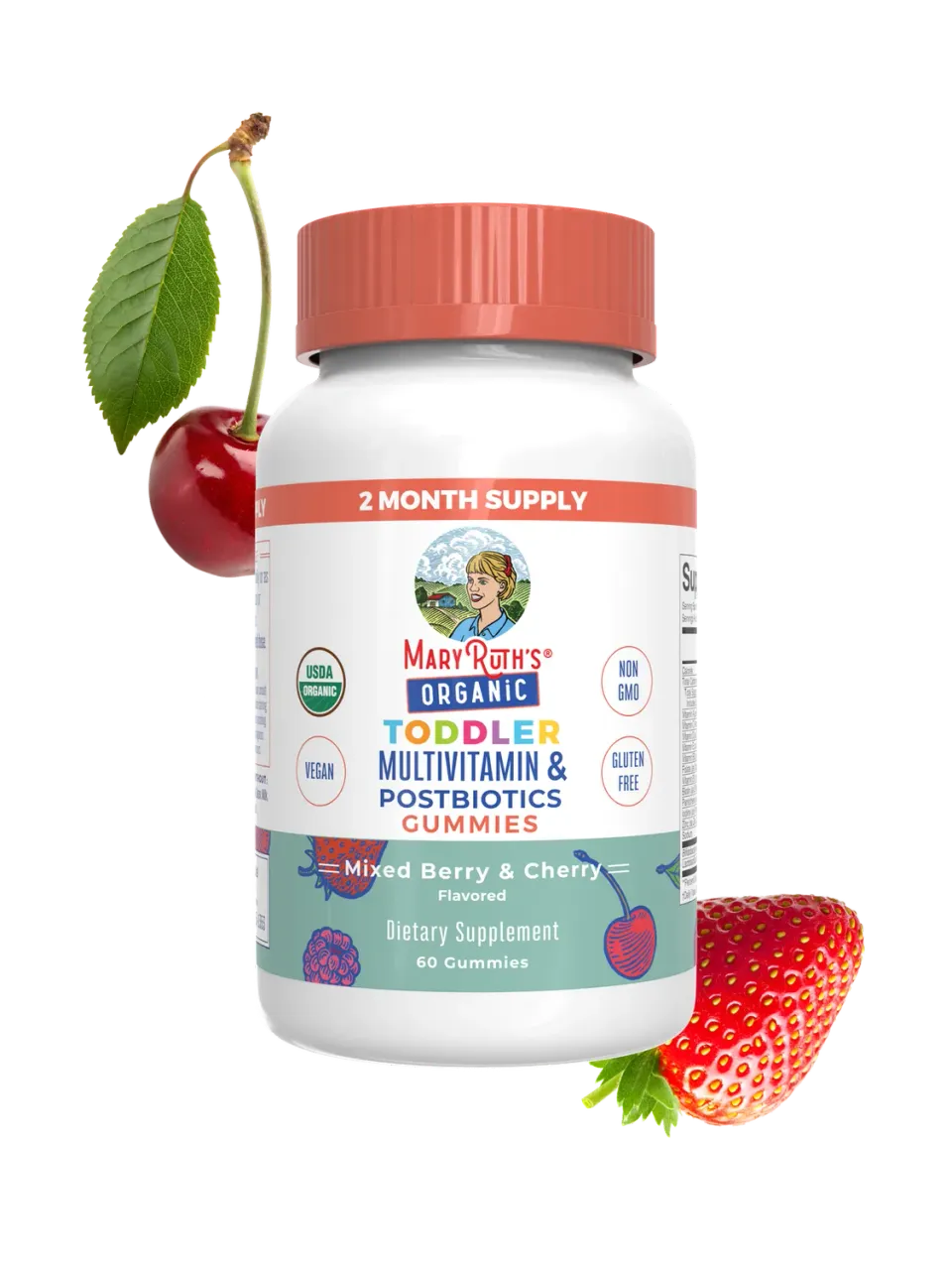 MaryRuth's Organic Toddler Multivitamin + Postbiotics gummies bær