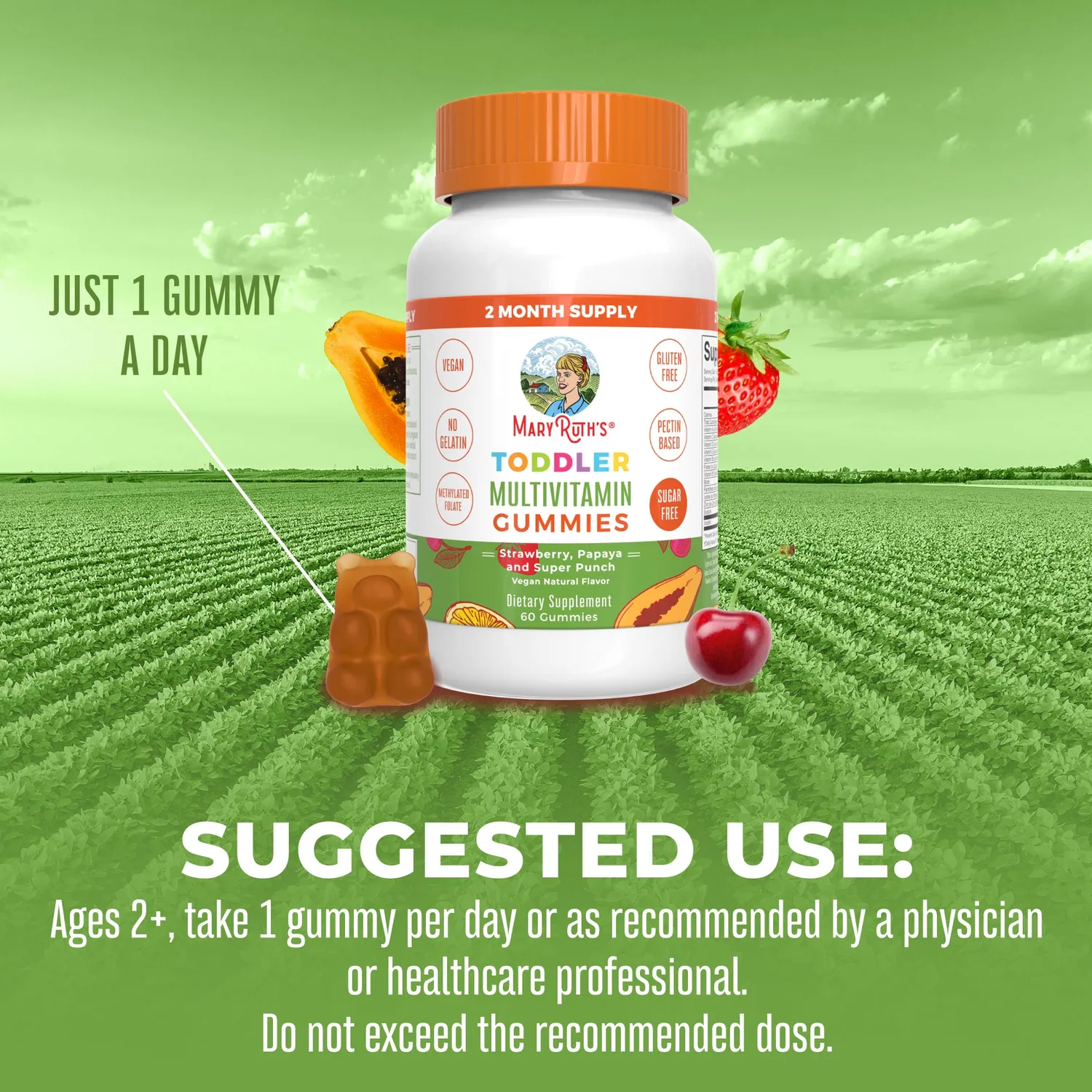 MaryRuth's Toddler Multivitamin gummies sukkerfri 1 per dag