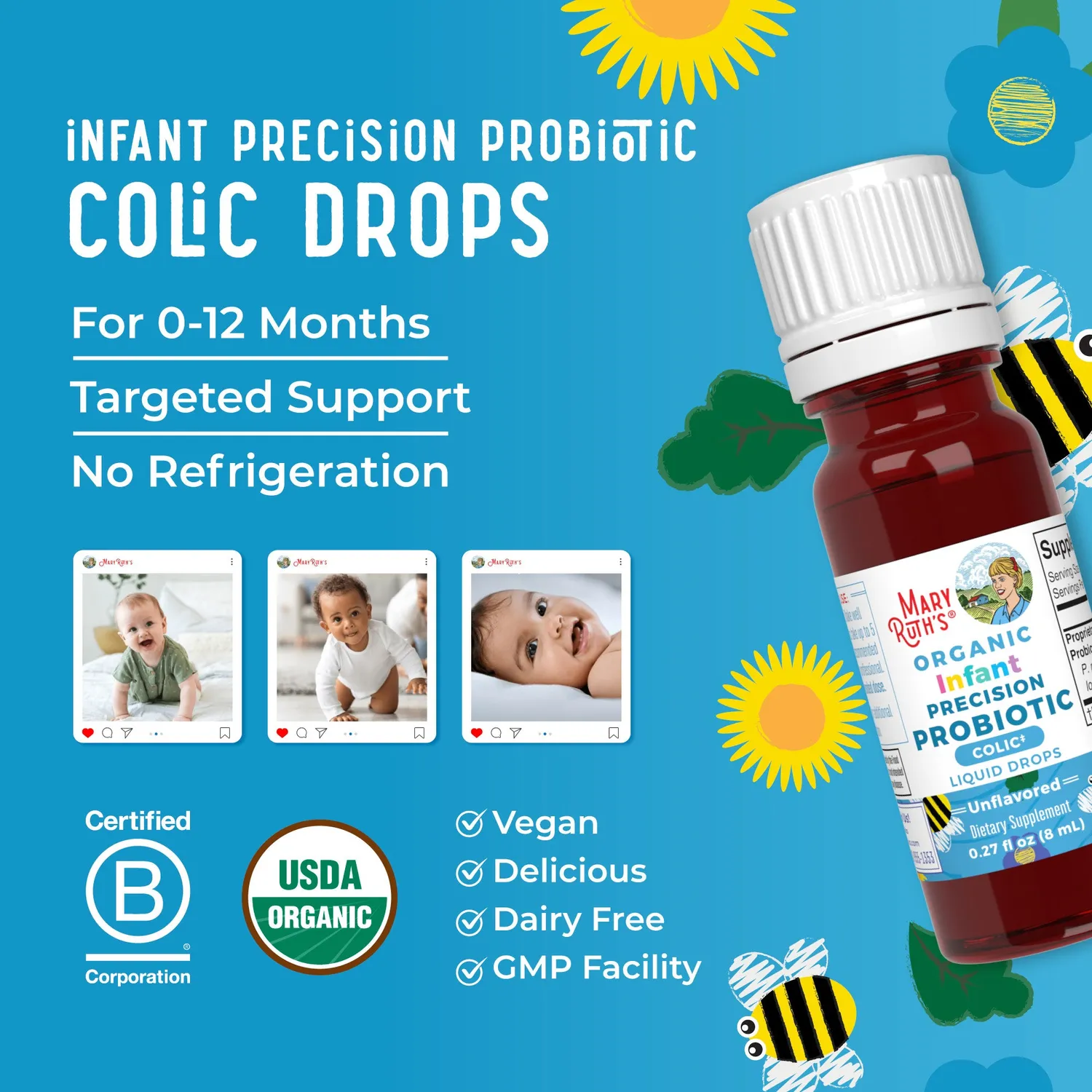 MaryRuth's Infant Precision Probiotic Colic dråper 5 dråper økologisk