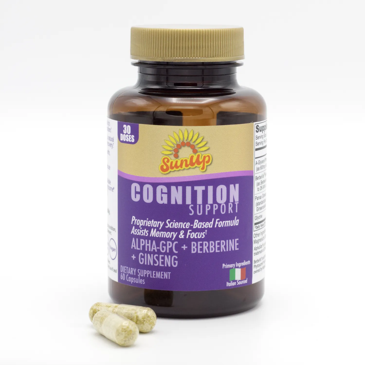 LipoNaturals SunUp Cognition kapsler 30 doser fokus