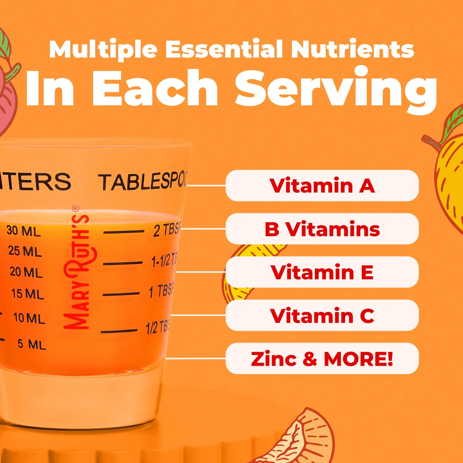MaryRuth's Morning flytende multivitamin reise 8x29ml hår hud
