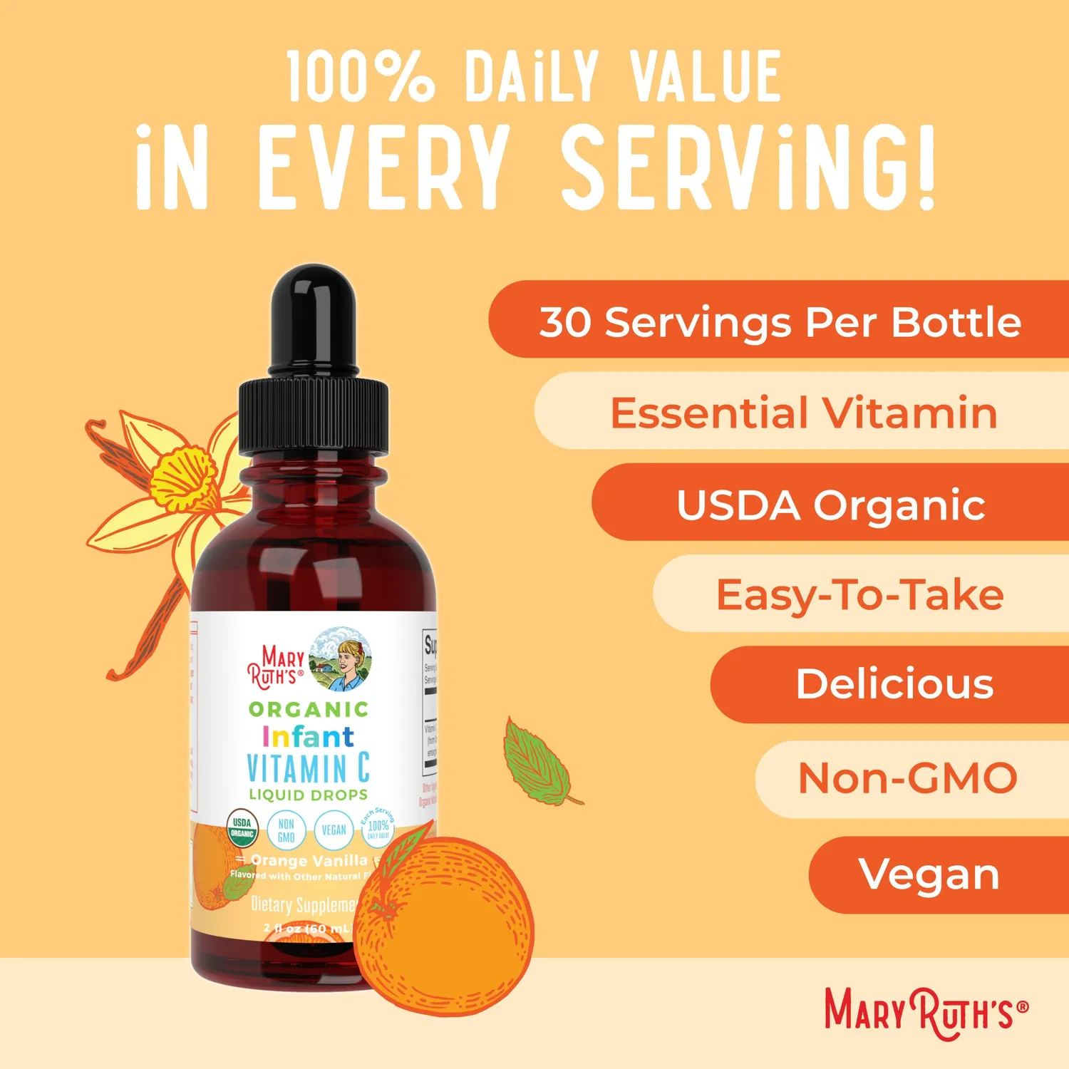 MaryRuth's Infants C-vitamin dråper økologisk 30 doser