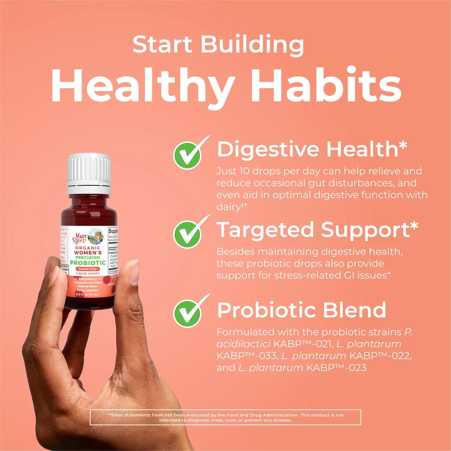 MaryRuth's Women's Probiotic dråper bringebær 4 stammer