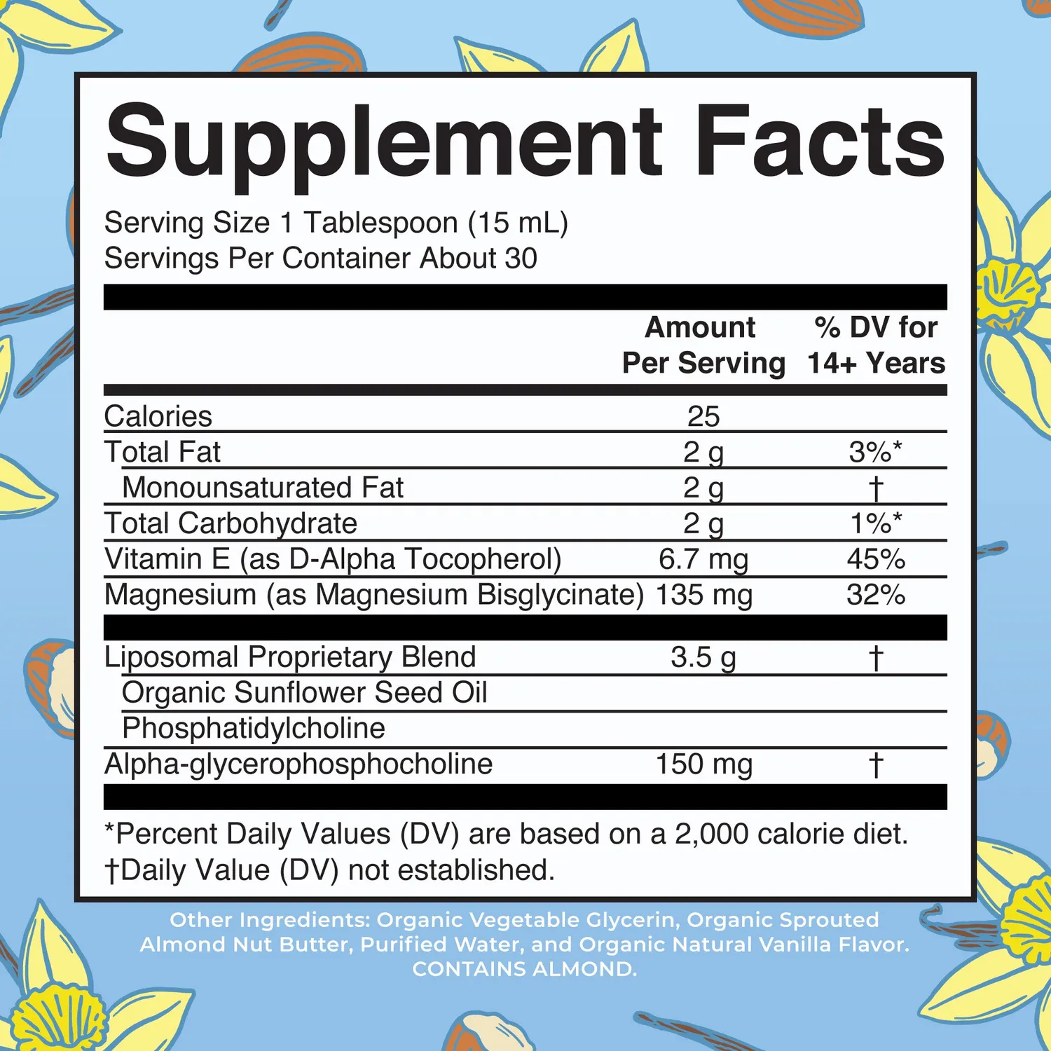 MaryRuth's Magnesium Calm liposomal mandel-vanilje