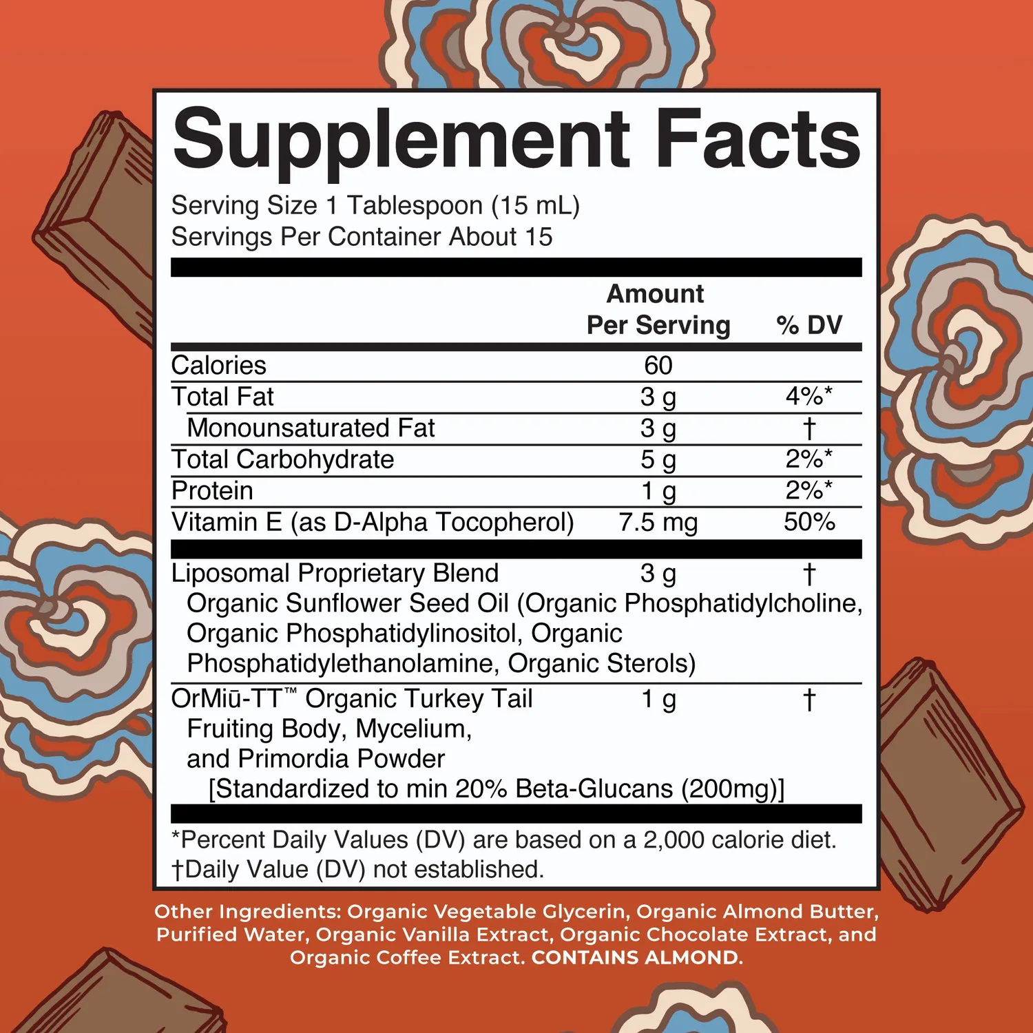 MaryRuth's Turkey Tail Mushroom liposomal sjokolade 1 g per dose