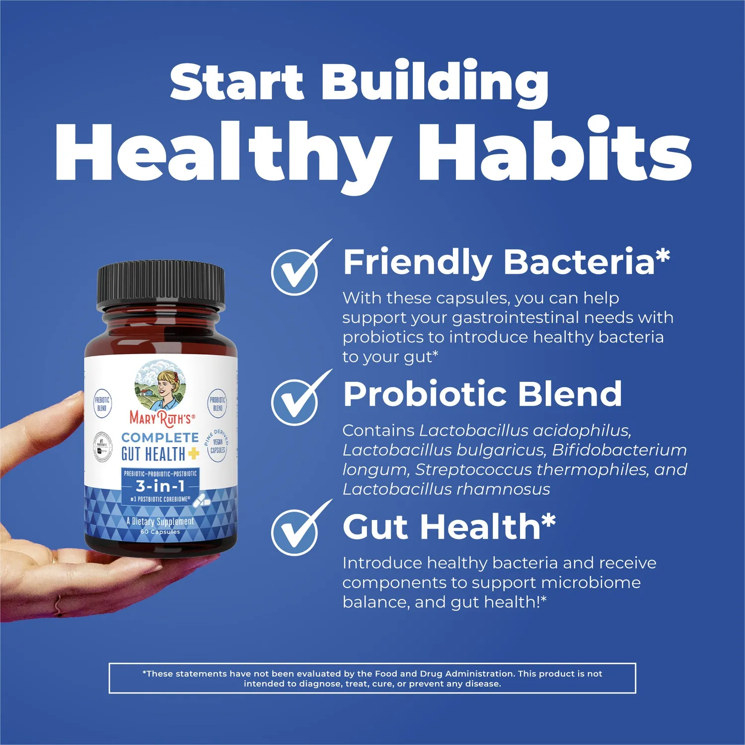 MaryRuth's Complete Gut Health+ kapsler 30 stk 3-i-1
