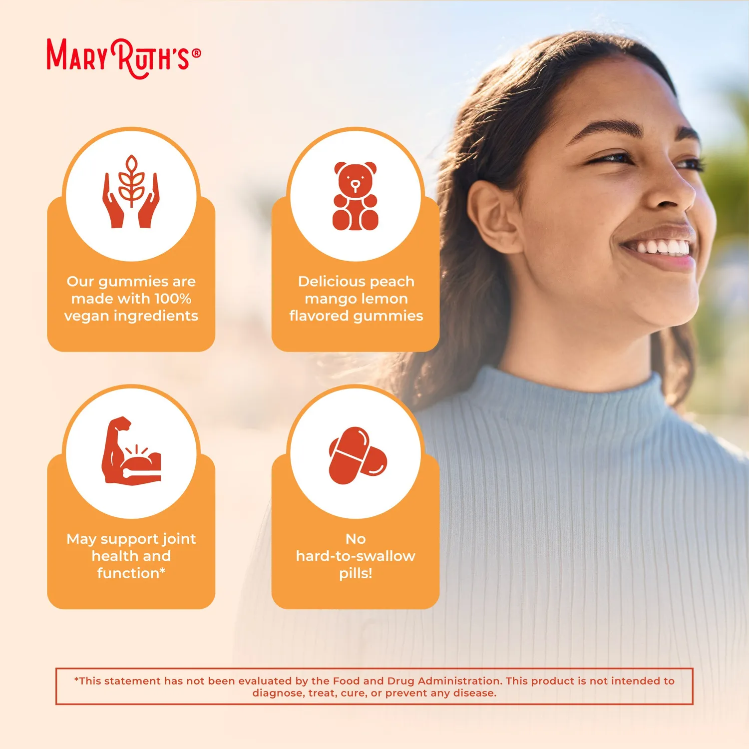 MaryRuth's Turmeric gummies fersken mango 30 porsjoner