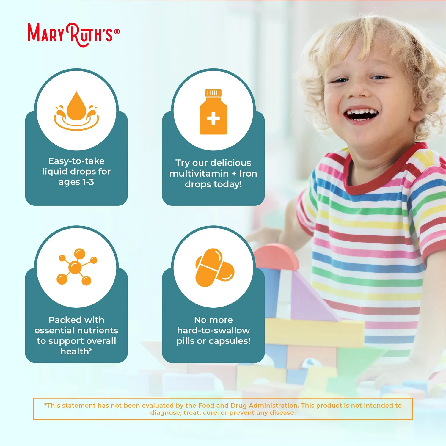 MaryRuth's Toddler multivitamindråper jern appelsin-vanilje 30 doser
