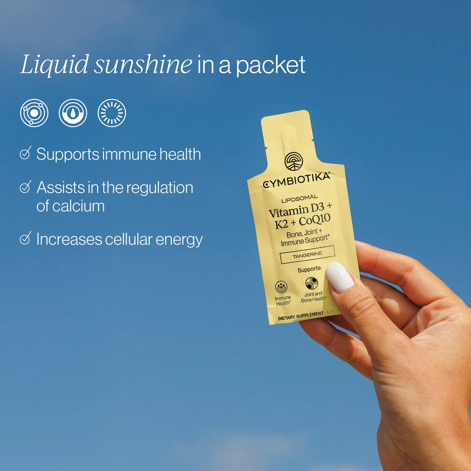 Cymbiotika Liposomal Vitamin D3+K2+CoQ10 poser