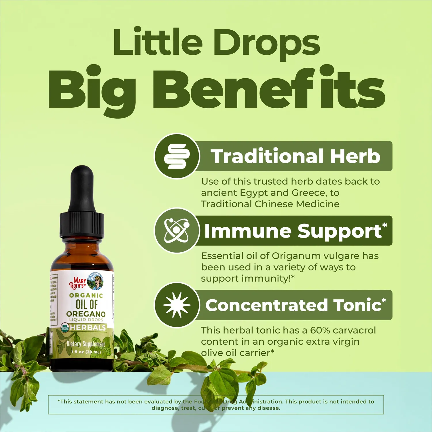 MaryRuth's Oil of Oregano dråper økologisk 30 doser