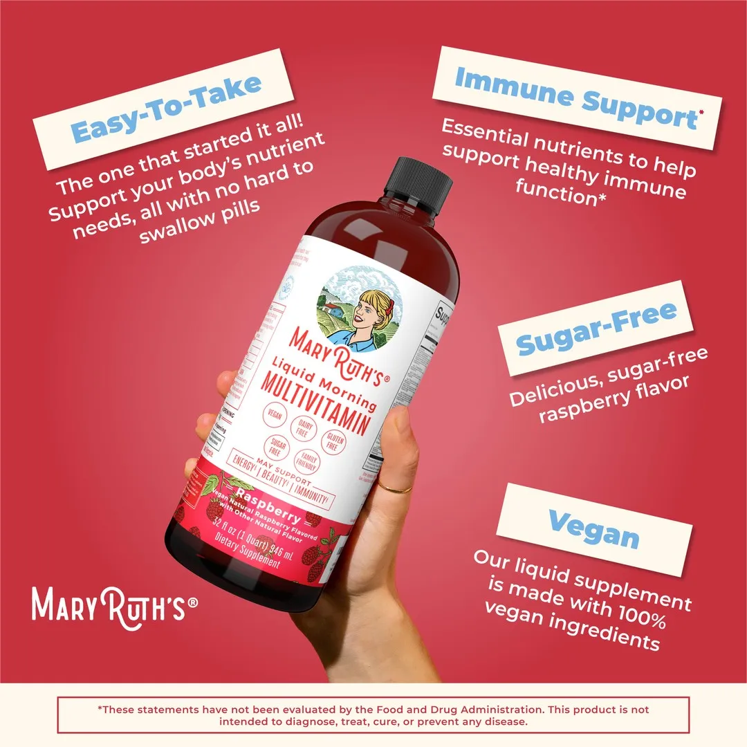 MaryRuth's AM PM Routine vitaminpakke flytende bringebær kokos