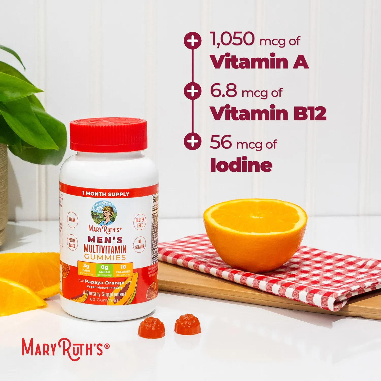 MaryRuth's Men's Multivitamin gummies papaya appelsin