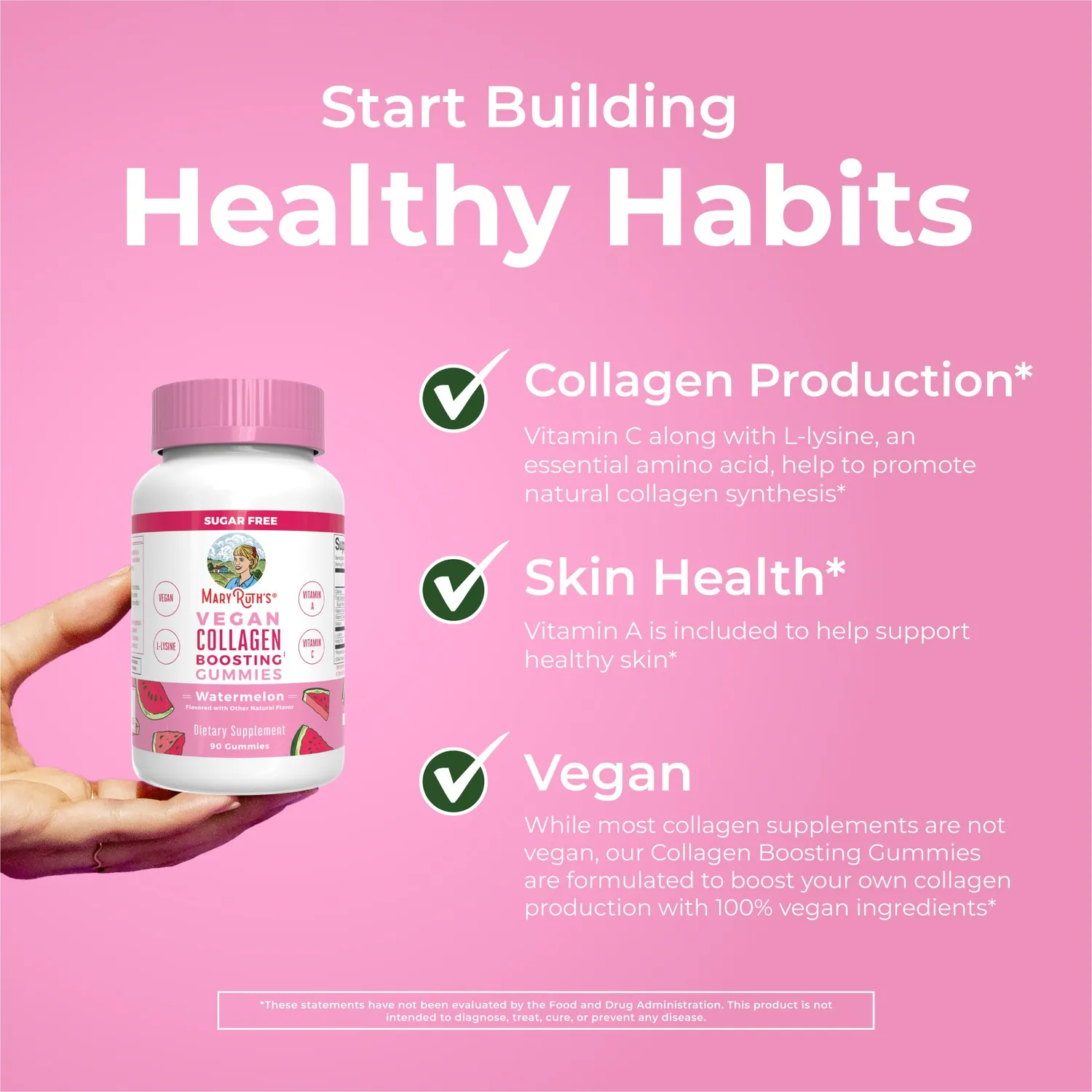 MaryRuth's Collagen Boost gummies vannmelon 90 stk