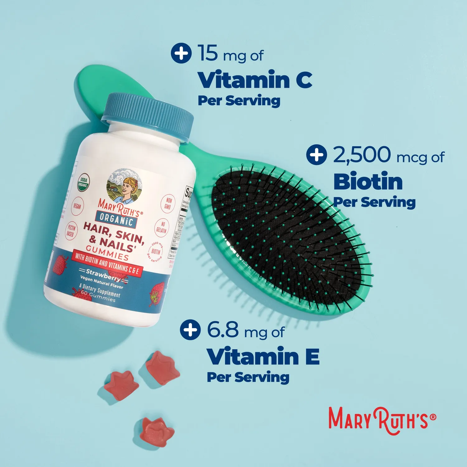 MaryRuth's Hair Skin Nails gummies jordbær biotin