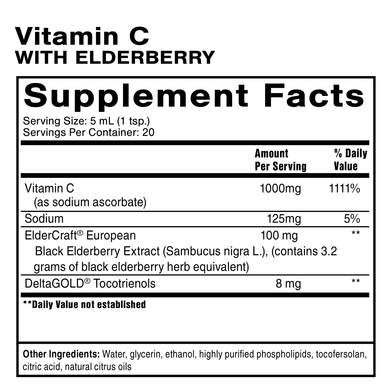 Quicksilver Scientific Vitamin C Elderberry tilskudd 100 ml
