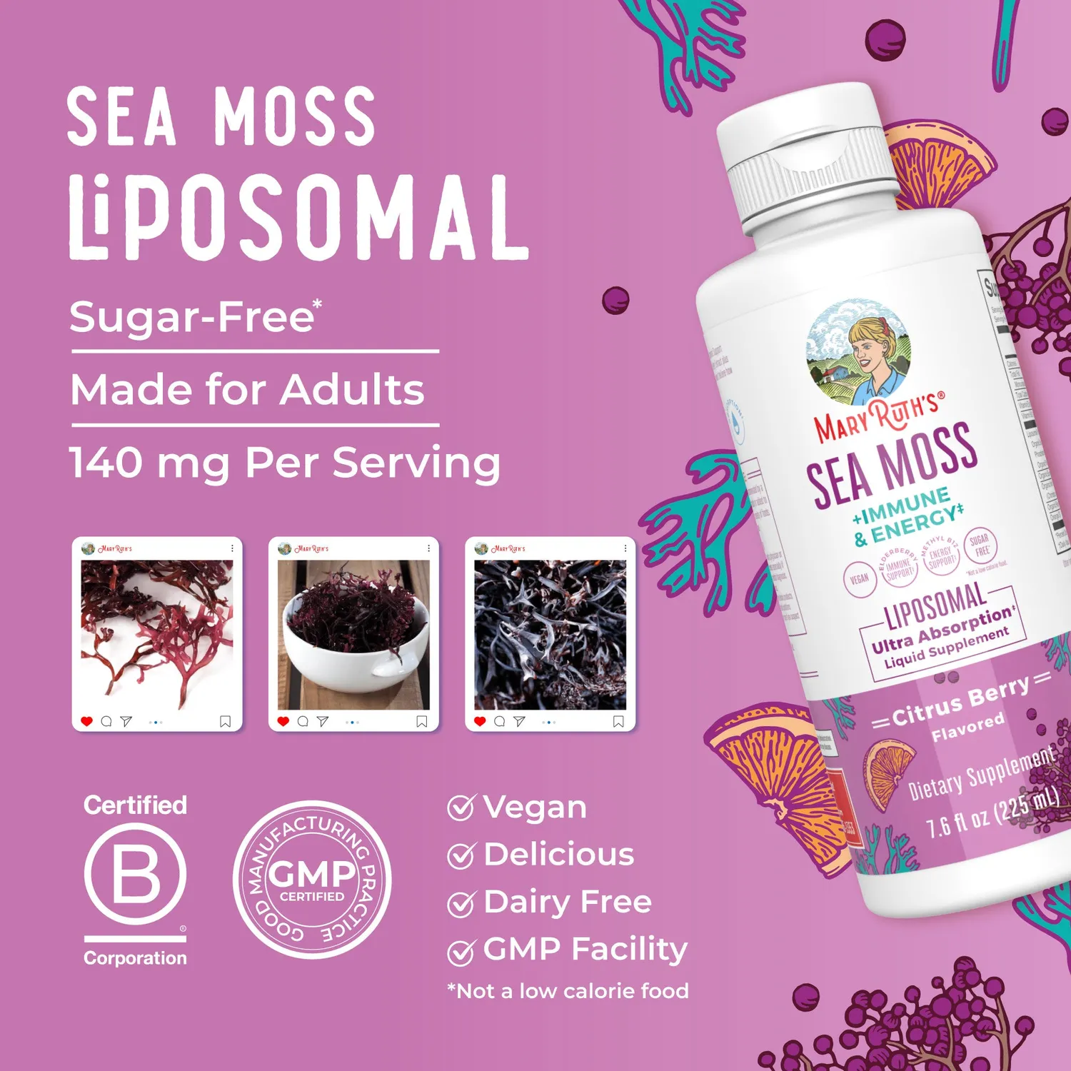 MaryRuth's Sea Moss Immune liposomal sitrus bær