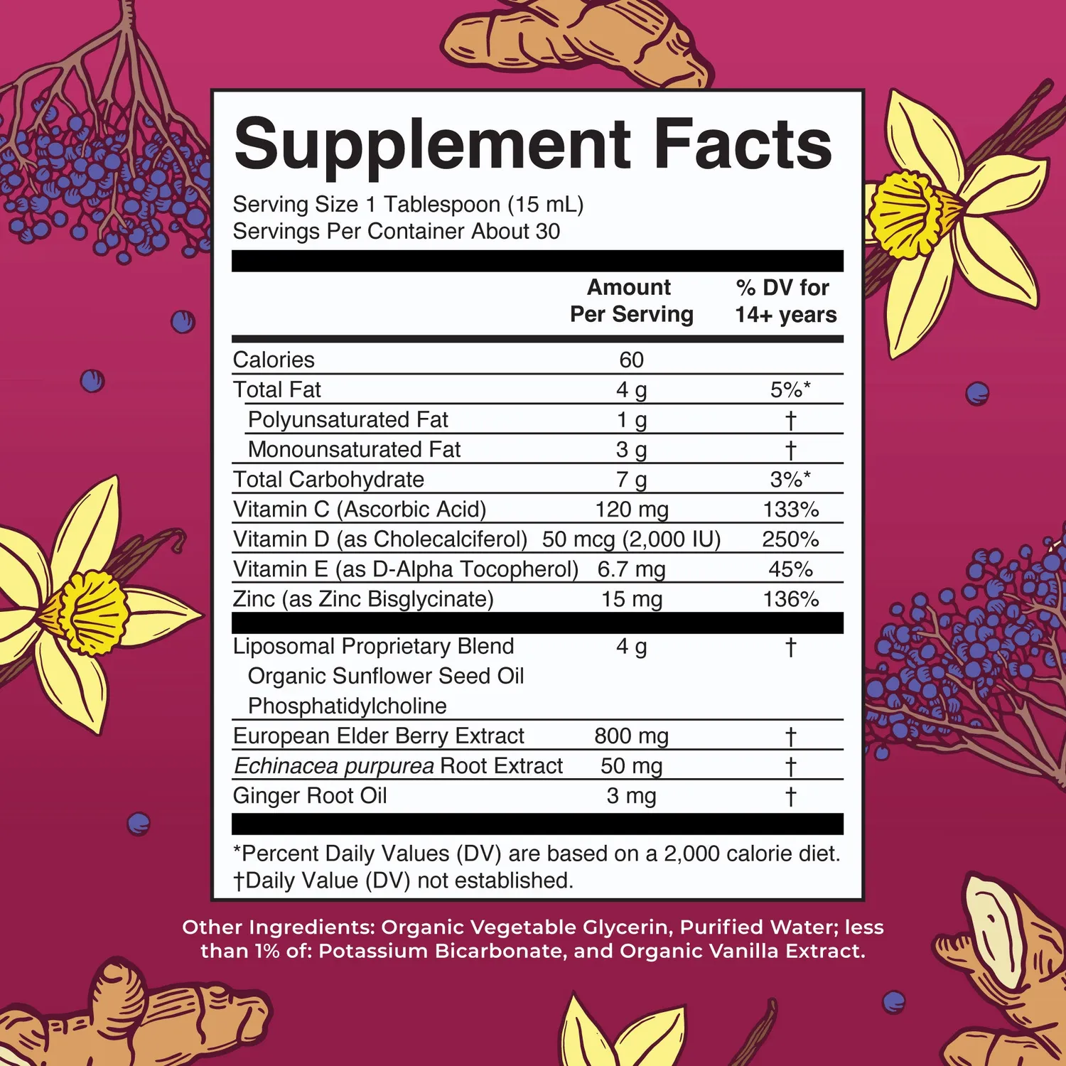 MaryRuth's 7-in-1 Immunity Support liposomal 30 doser med C-vitamin