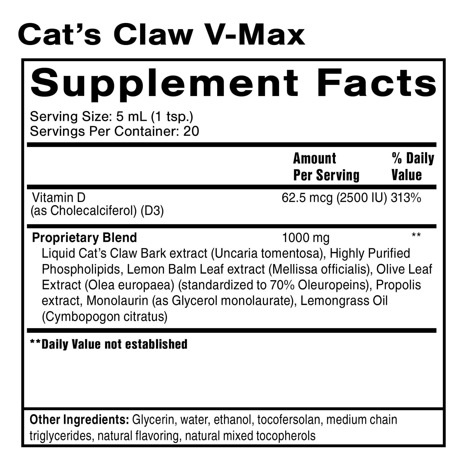 Quicksilver Scientific Cat's Claw V-Max dråper 100 ml immun