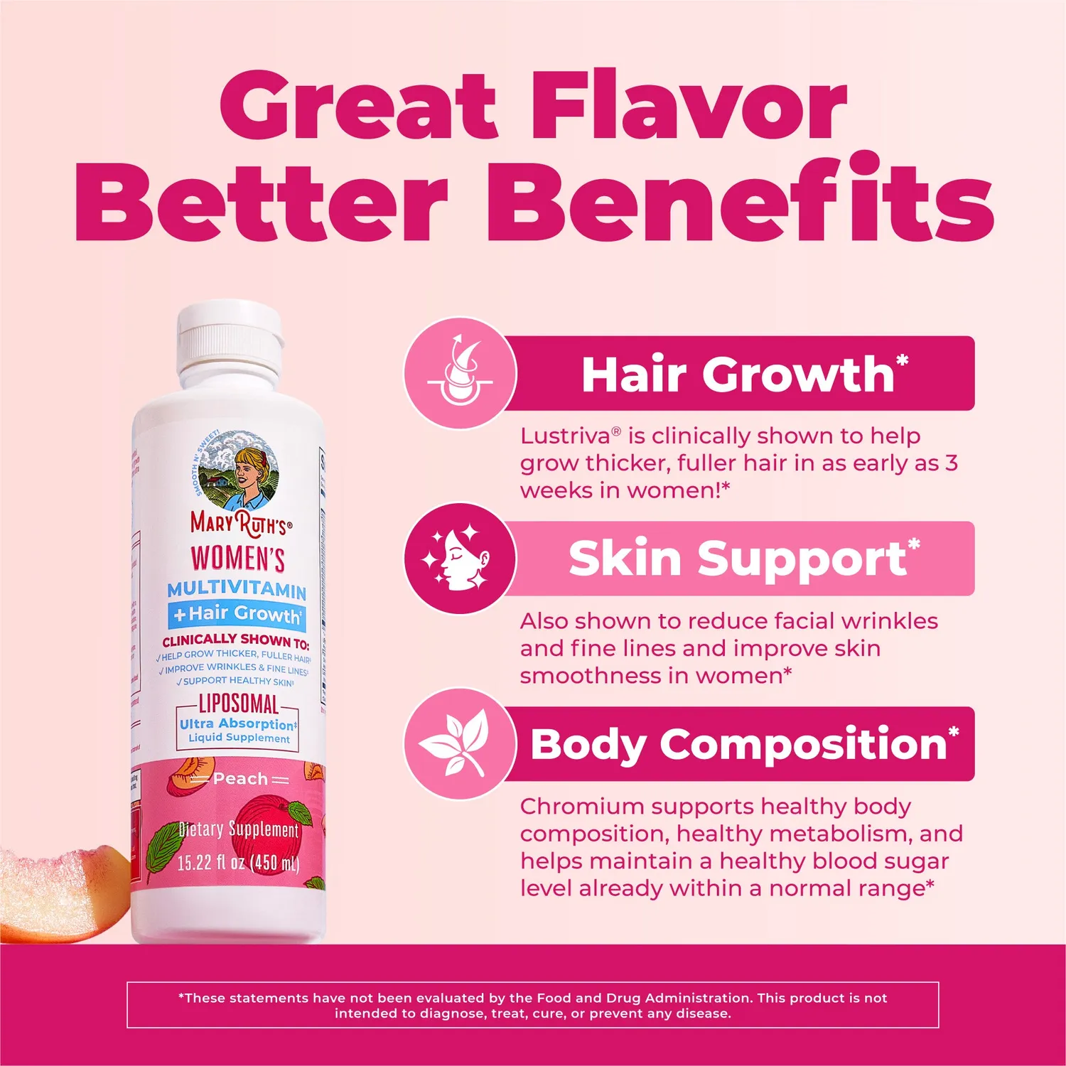MaryRuth's Women's Multivitamin + Hair Growth liposomal hår
