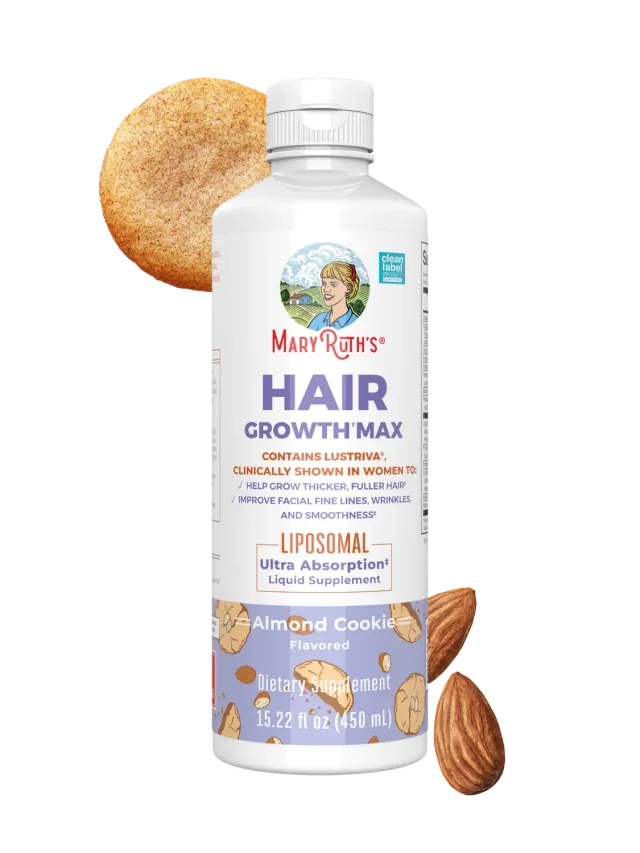 MaryRuth's Hair Growth Max hårtilskudd mandel 30 doser fyldig