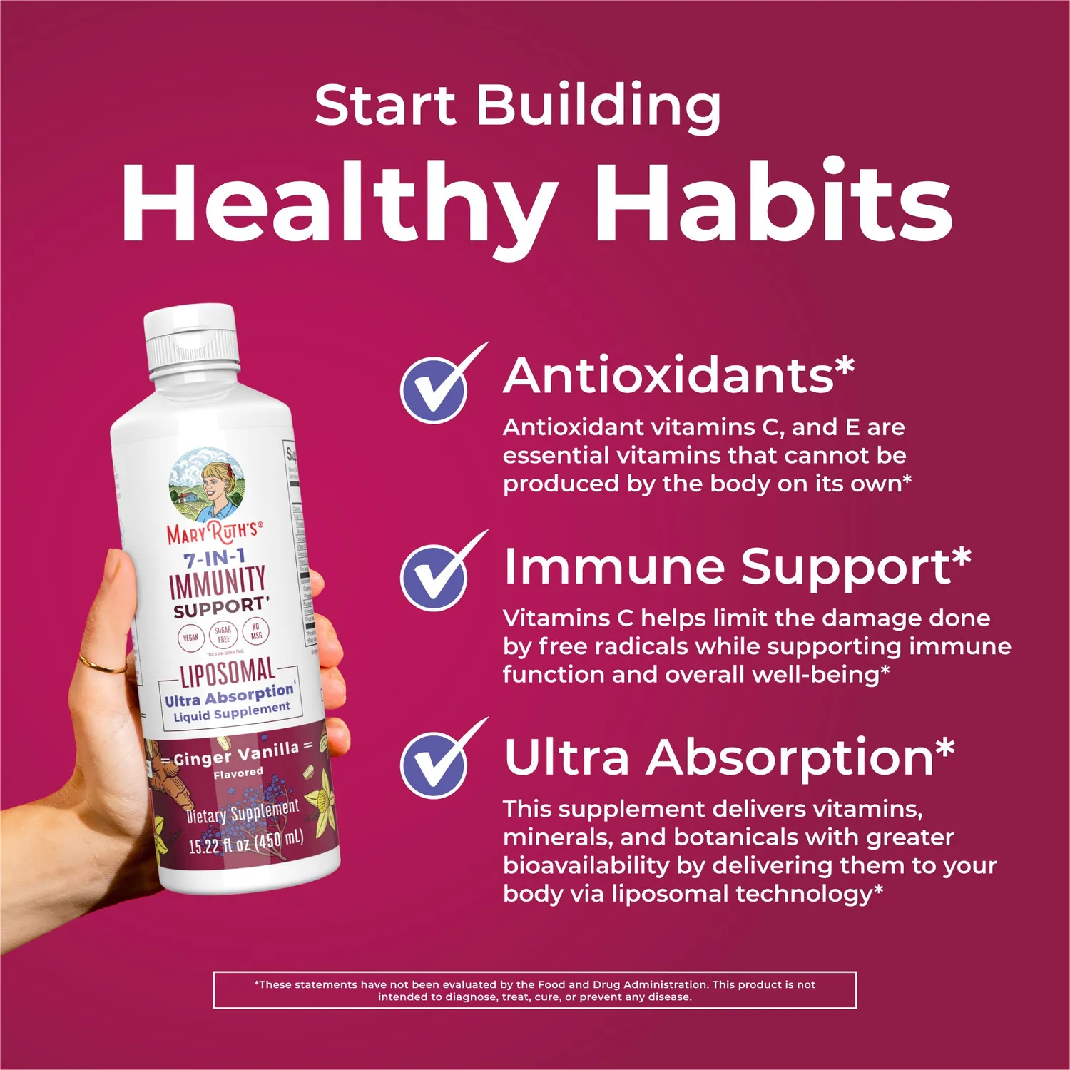 MaryRuth's 7-in-1 Immunity Support liposomal 30 doser med C-vitamin