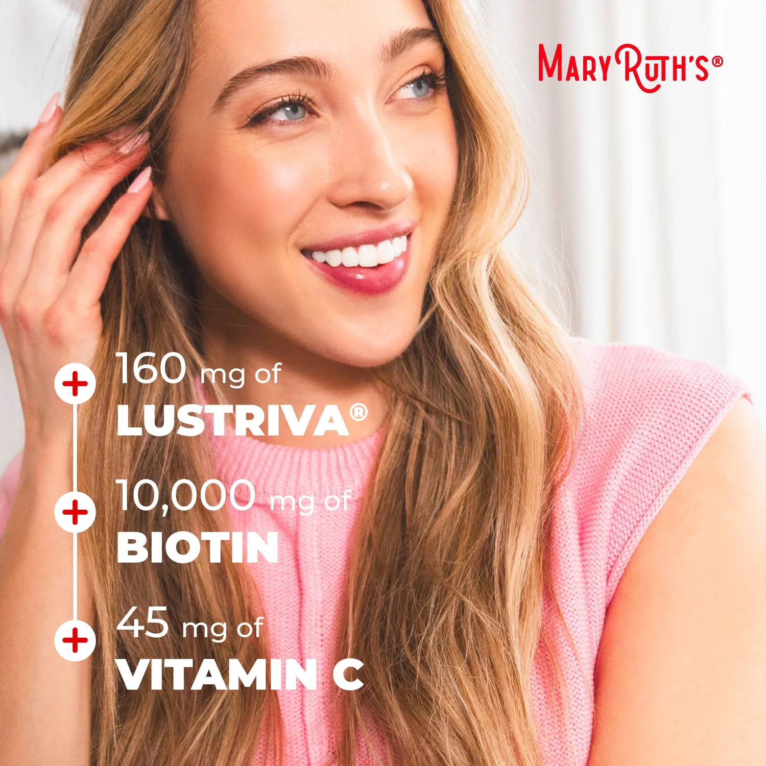MaryRuth's Multivitamin + Hair Growth gummies fersken mango biotin