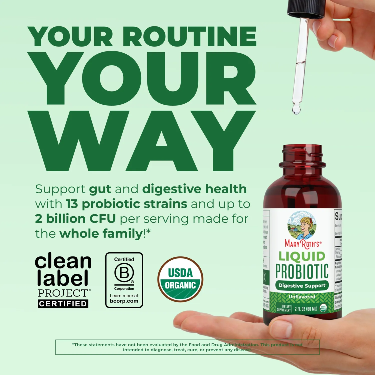 MaryRuth's Organic Liquid Probiotic væske reise 13 stammer