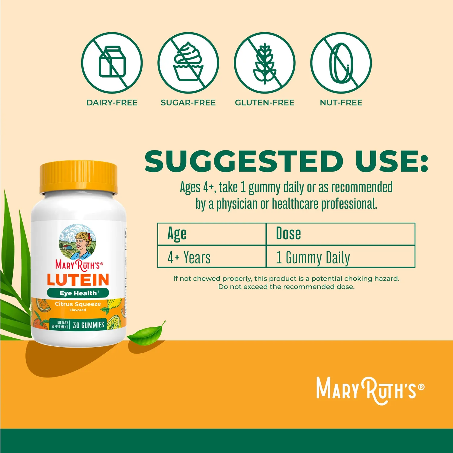 MaryRuth's Lutein Gummies sitrus blålys-filter 1 om dagen