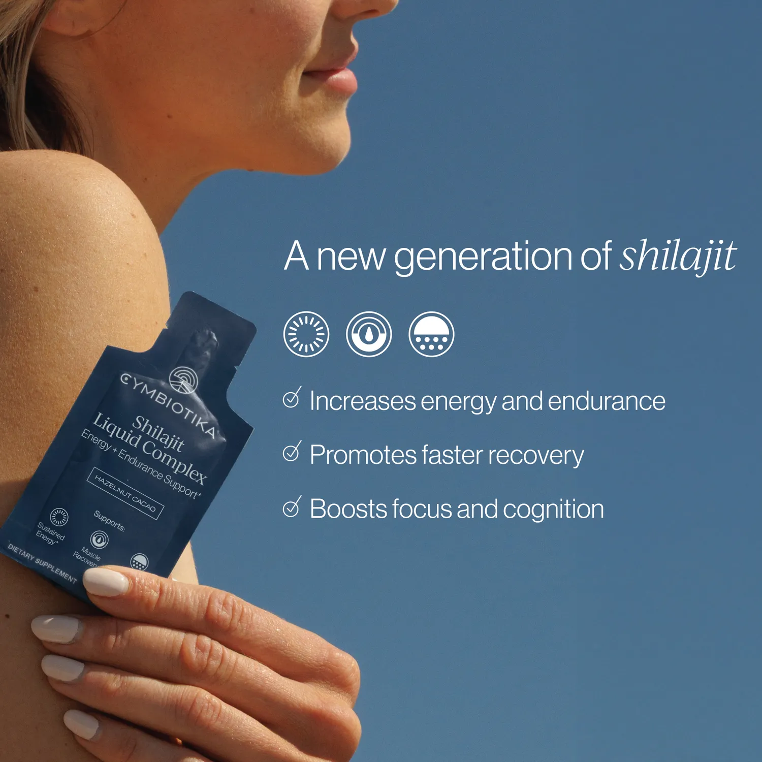 Cymbiotika Shilajit Liquid Complex tilskudd kakao energi